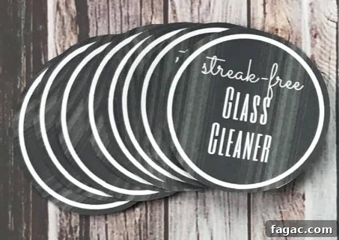 Streak-Free Homemade Glass Cleaner for Windows & Mirrors 10 Cut label