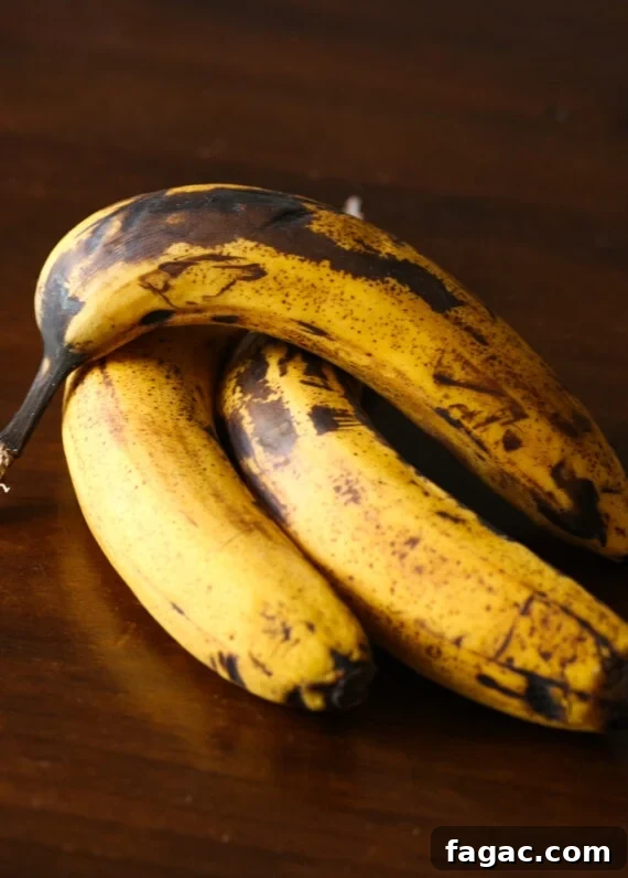 Chocolate Marble Banana Bread Recipe 3 Three over-ripe bananas.