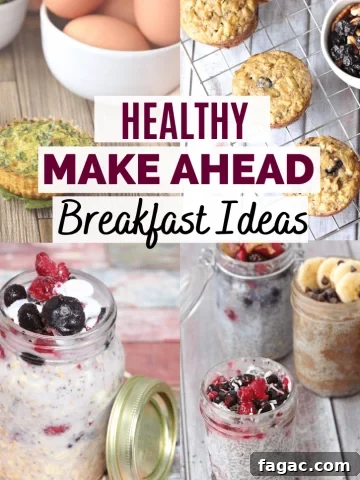 Pinterest image with text: four healthy make ahead breakfast recipes