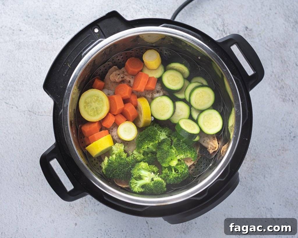 cooked vegetables in an electric pressure cooker