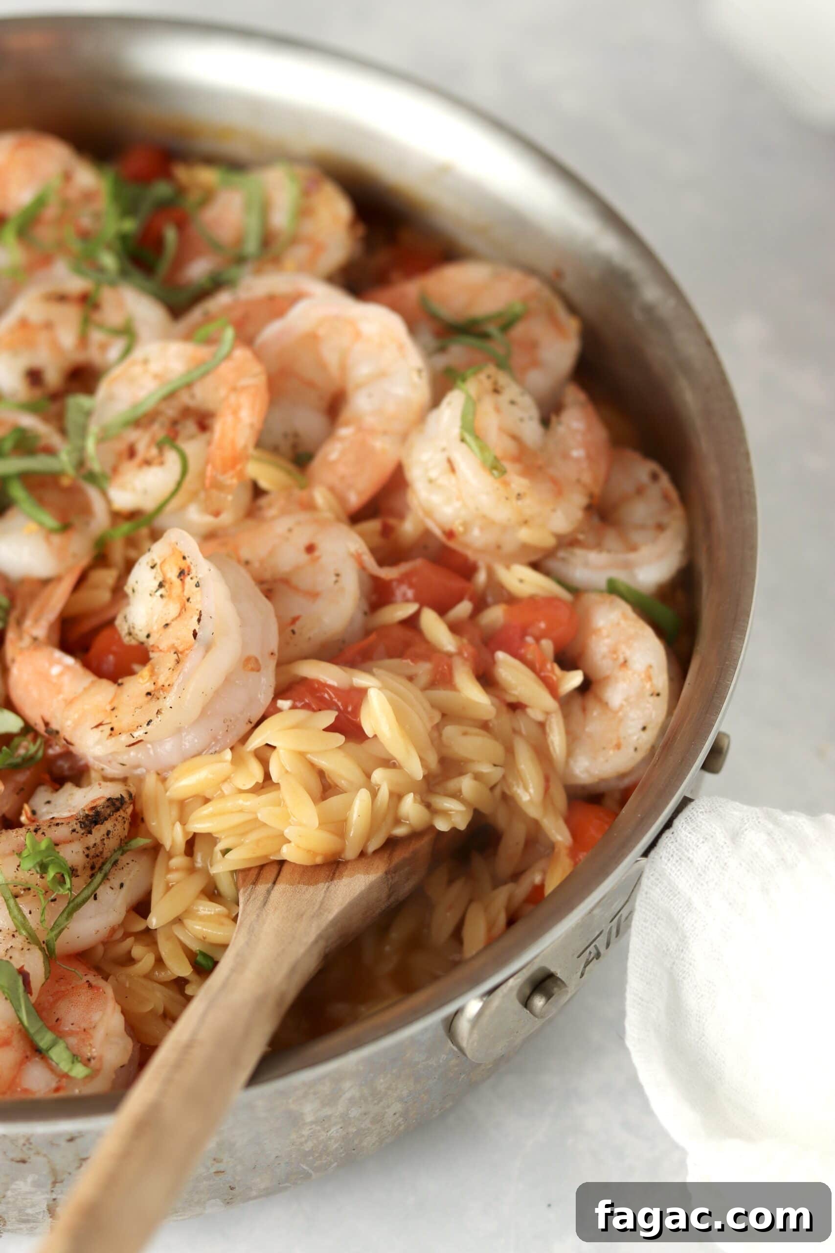 One-Pot Shrimp and Tomato Orzo with Garlic and Basil 3 one pot orzo with shrimp and tomatoes