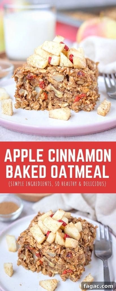 Apple Cinnamon Baked Oatmeal Recipe for Warm Fall Breakfast 8 Apple Cinnamon Baked Oatmeal PIN