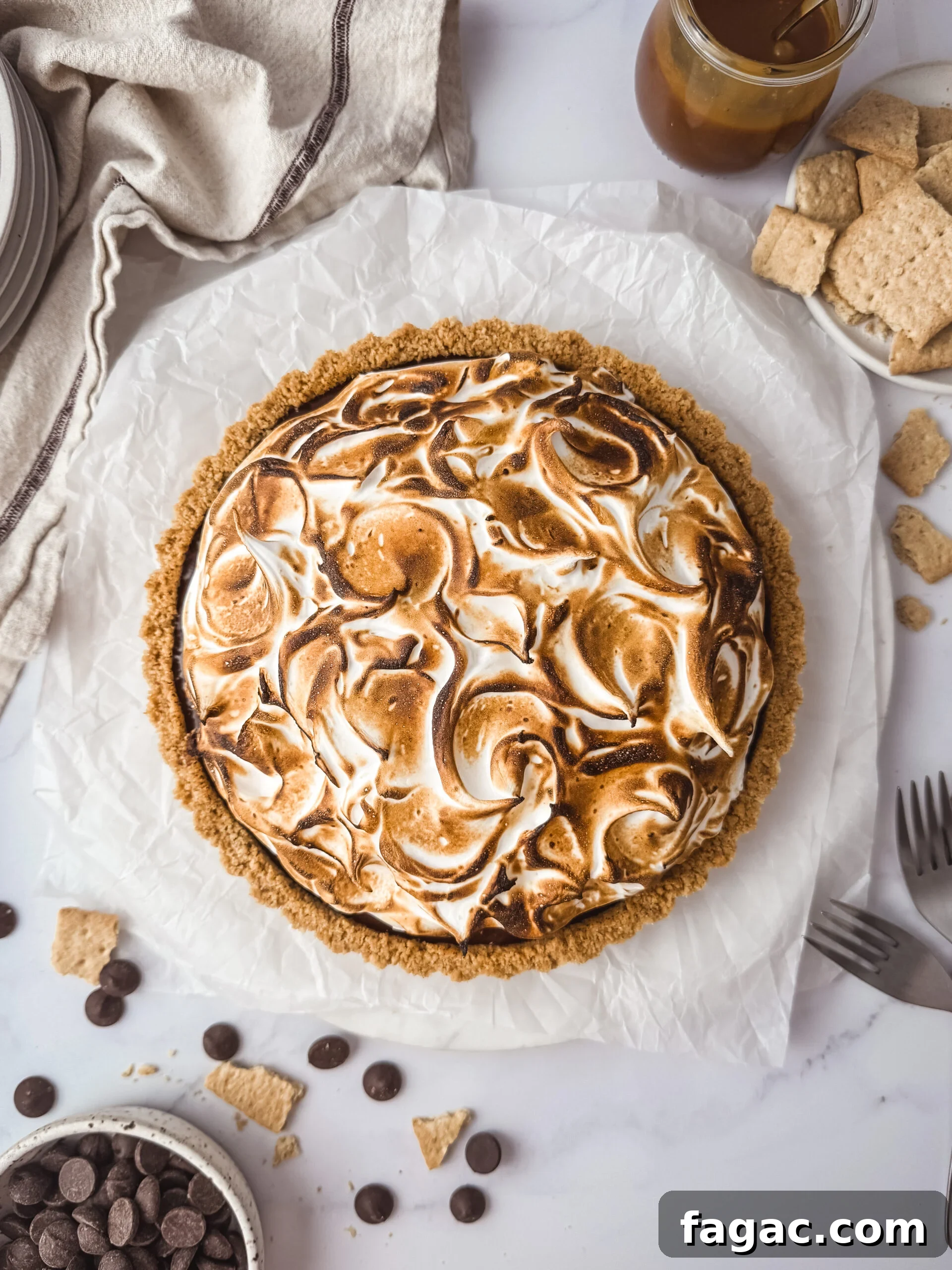 Salted Caramel S'mores Tart Recipe: Gooey Graham Cracker Dessert 6 Toasted meringue