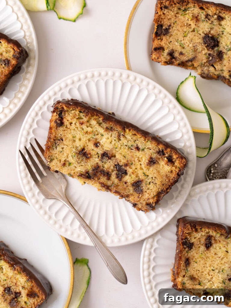 Slices of zucchini chocolate cake