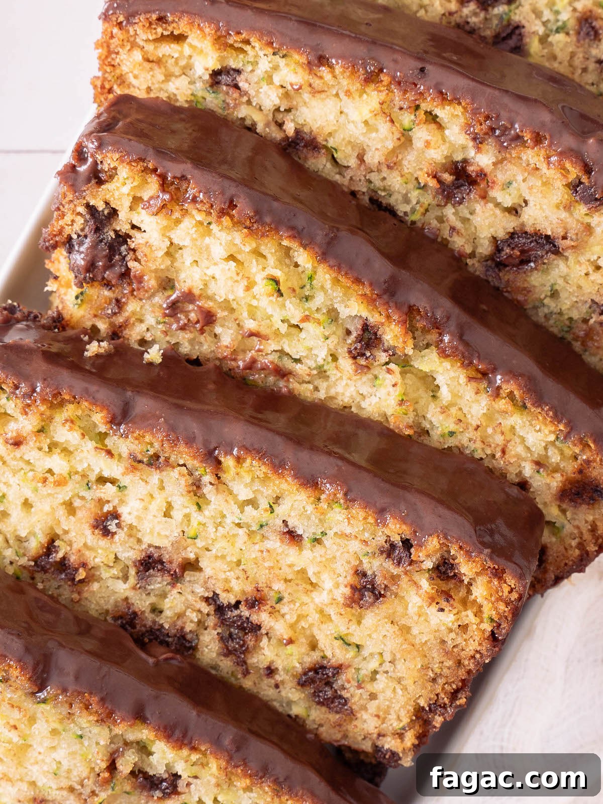 Close up texture of zucchini cake slices 
