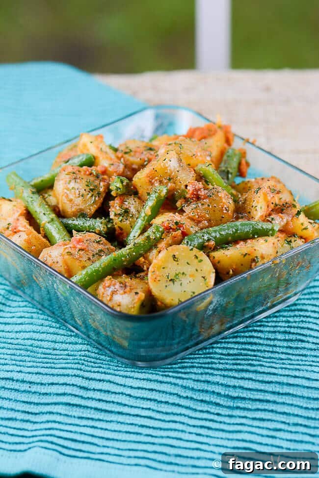 Green Bean Potato Salad with Sundried Tomato Pesto