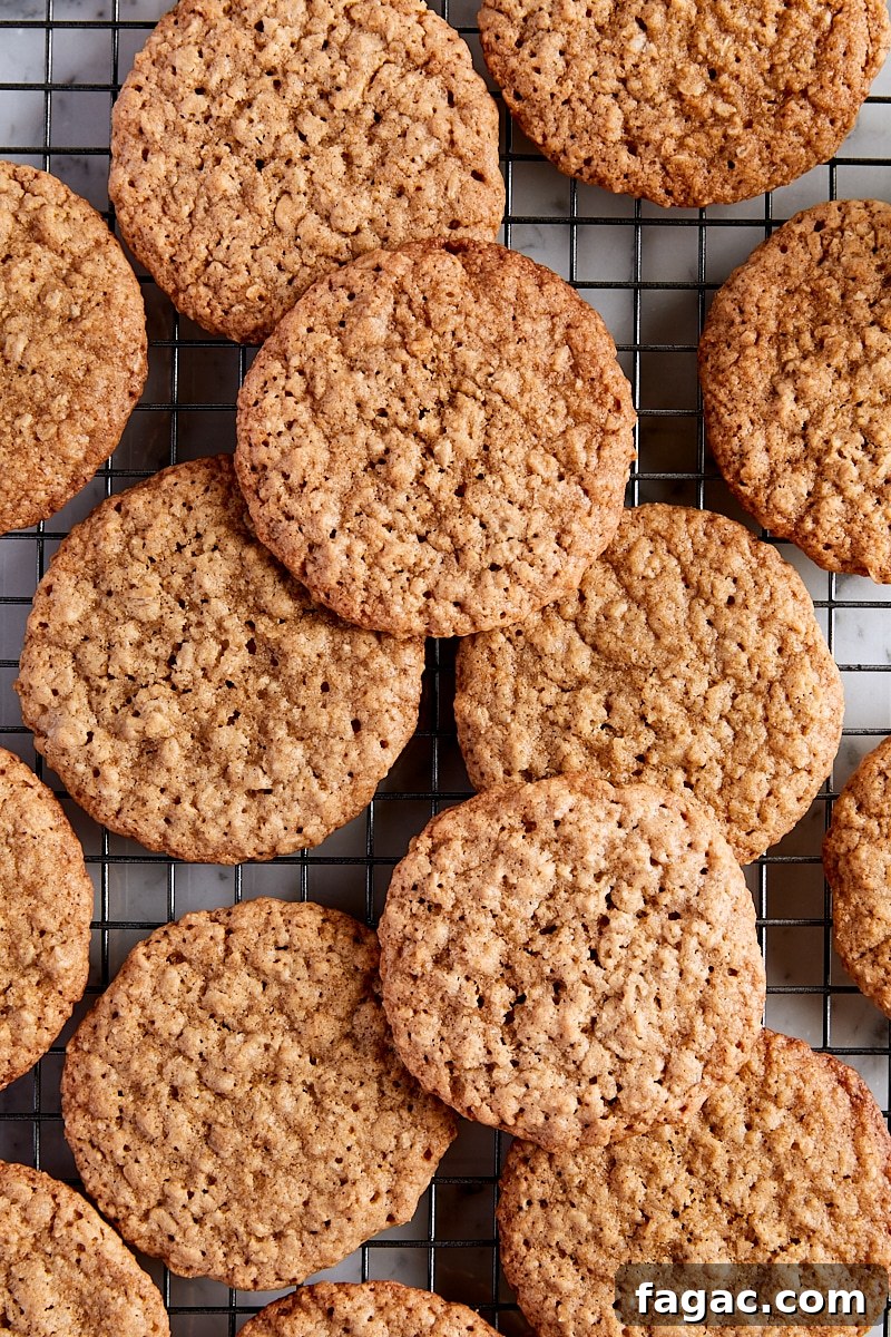 Chewy Homemade Iced Oatmeal Cookies Recipe 16 Baked oatmeal cookies on wire cooling rack