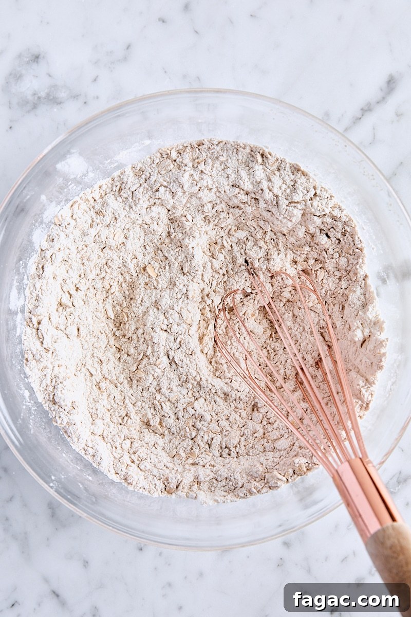 Chewy Homemade Iced Oatmeal Cookies Recipe 8 Dry ingredients whisked together in medium glass bowl