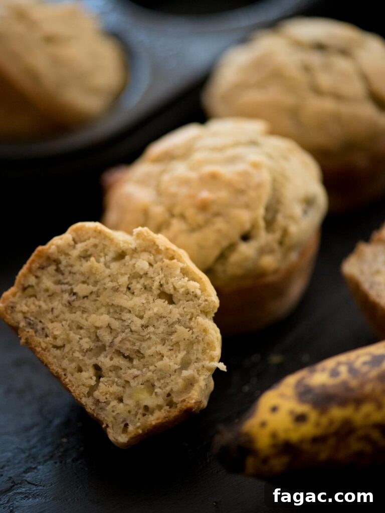 banana muffin cut in half
