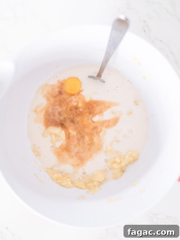 vanilla extract added to the wet ingredients in the mixing bowl