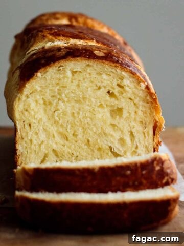 sourdough brioche bread sliced, showing its crumb soft interior
