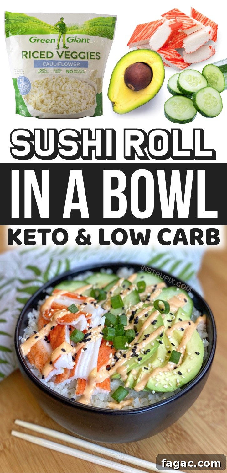 Easy Sushi Bowls Made With Frozen Cauliflower Rice -- Quick and easy low carb make ahead lunch