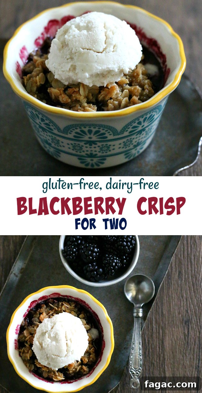 Gluten-Free Blackberry Crisp Recipe for Two — Quick Summer Dessert 9 Gluten-free Blackberry Crisp for two. Individual gluten-free blackberry crisps that are dairy-free and free of top allergens too!