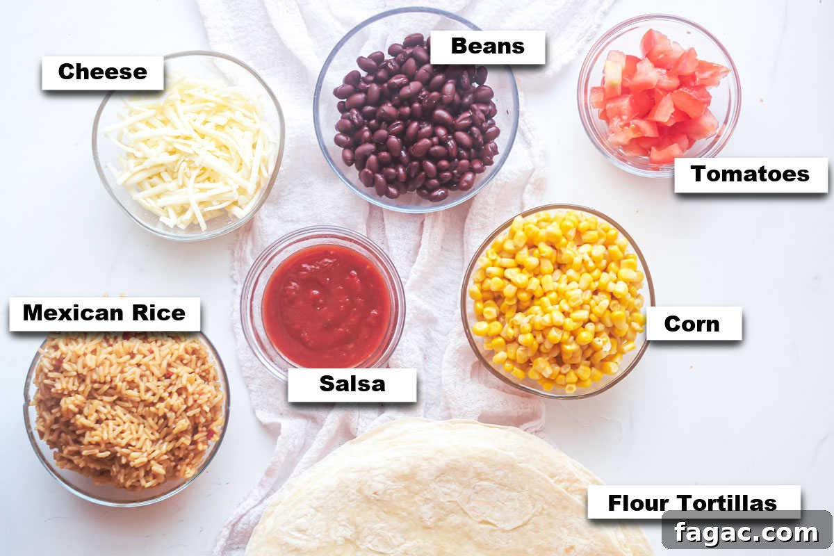 Crispy Air Fryer Breakfast Burrito Recipe 5 the ingredients needed to make an air fryer burrito