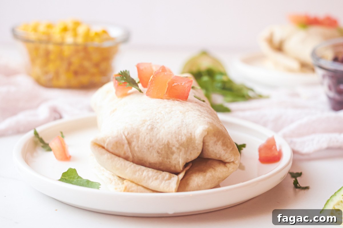 Crispy Air Fryer Breakfast Burrito Recipe 10 one finished air fryer burrito served on a white plate