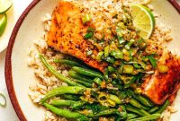 Honey-Glazed Salmon with Ginger Scallion Sauce