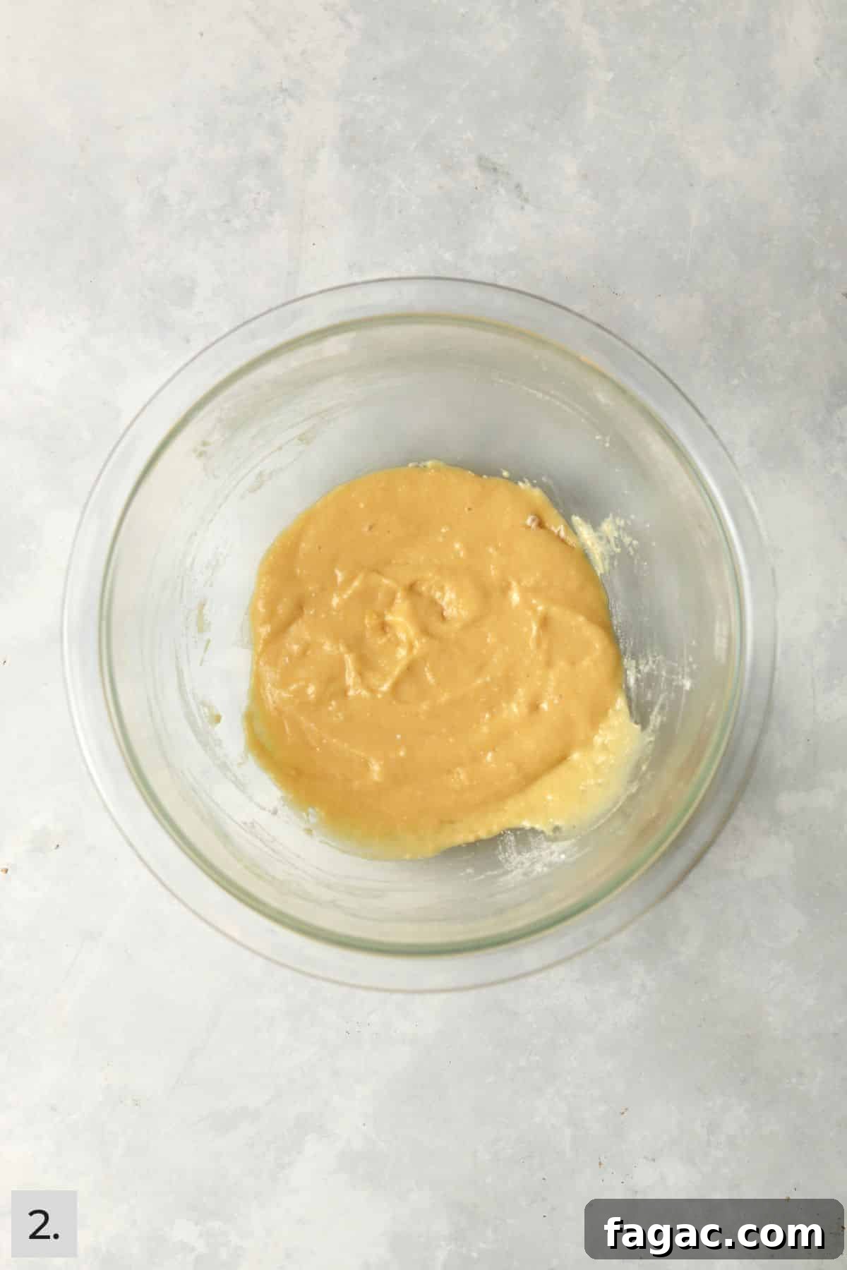 Small batch of coffee cake batter in mixing bowl.