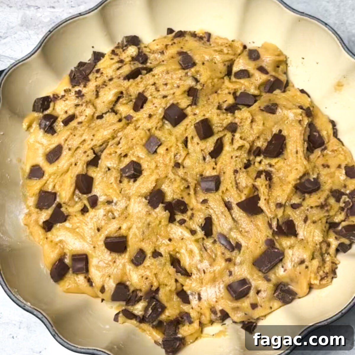 Brown Butter Chocolate Chip Cookie Skillet Recipe 6 Once a dough has formed, add in the chocolate chips!