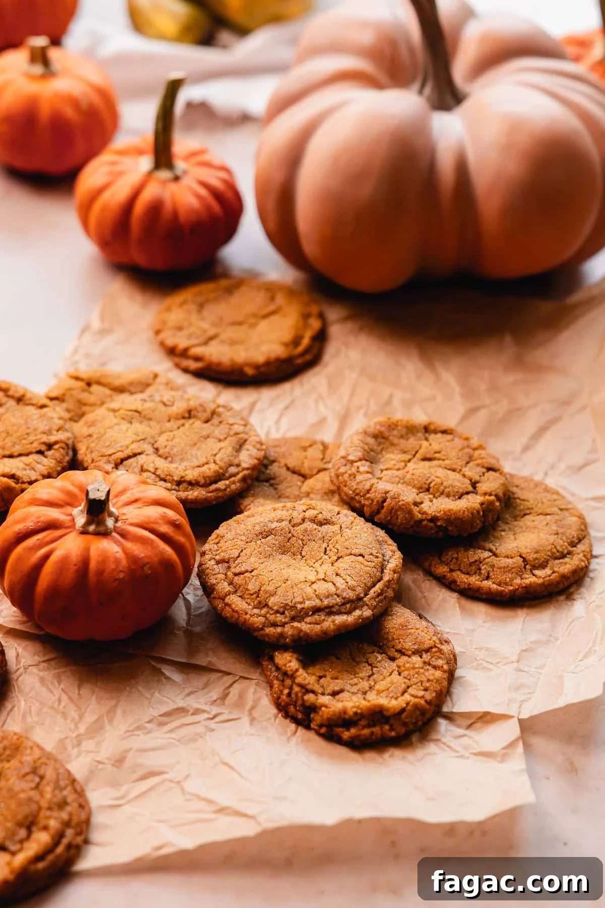 pumpkin spice snickerdoodle cookies on parchment paper
