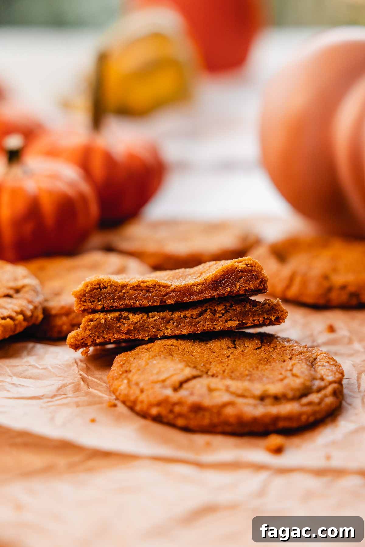 pumpkin spice cookies cut in half