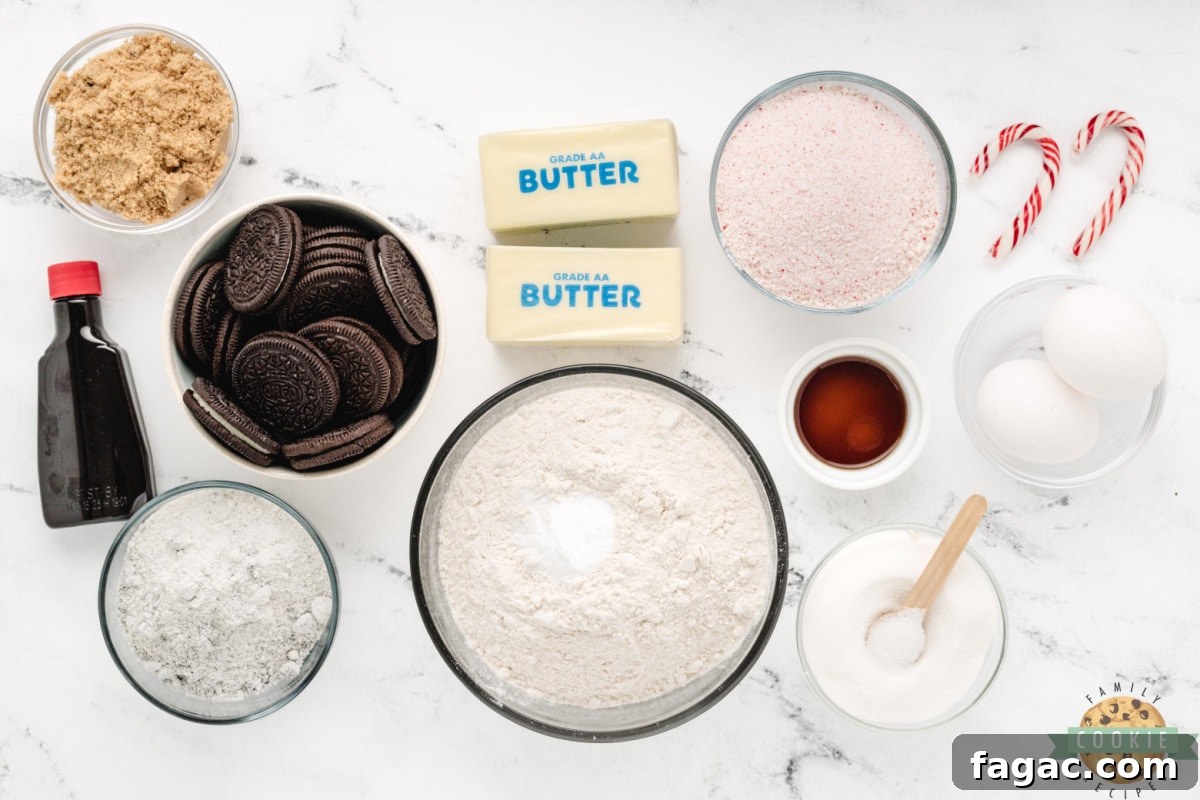 Ingredients in Oreo Peppermint Cookies.