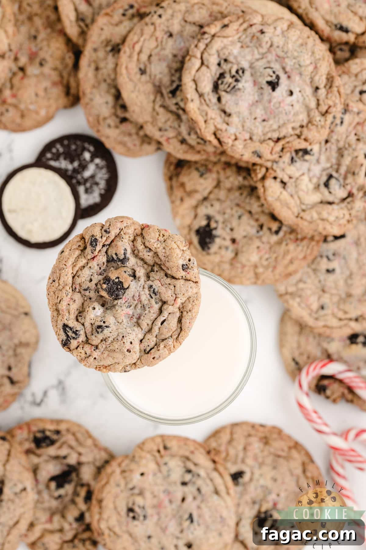 Cookies with oreos and crushed candy canes.