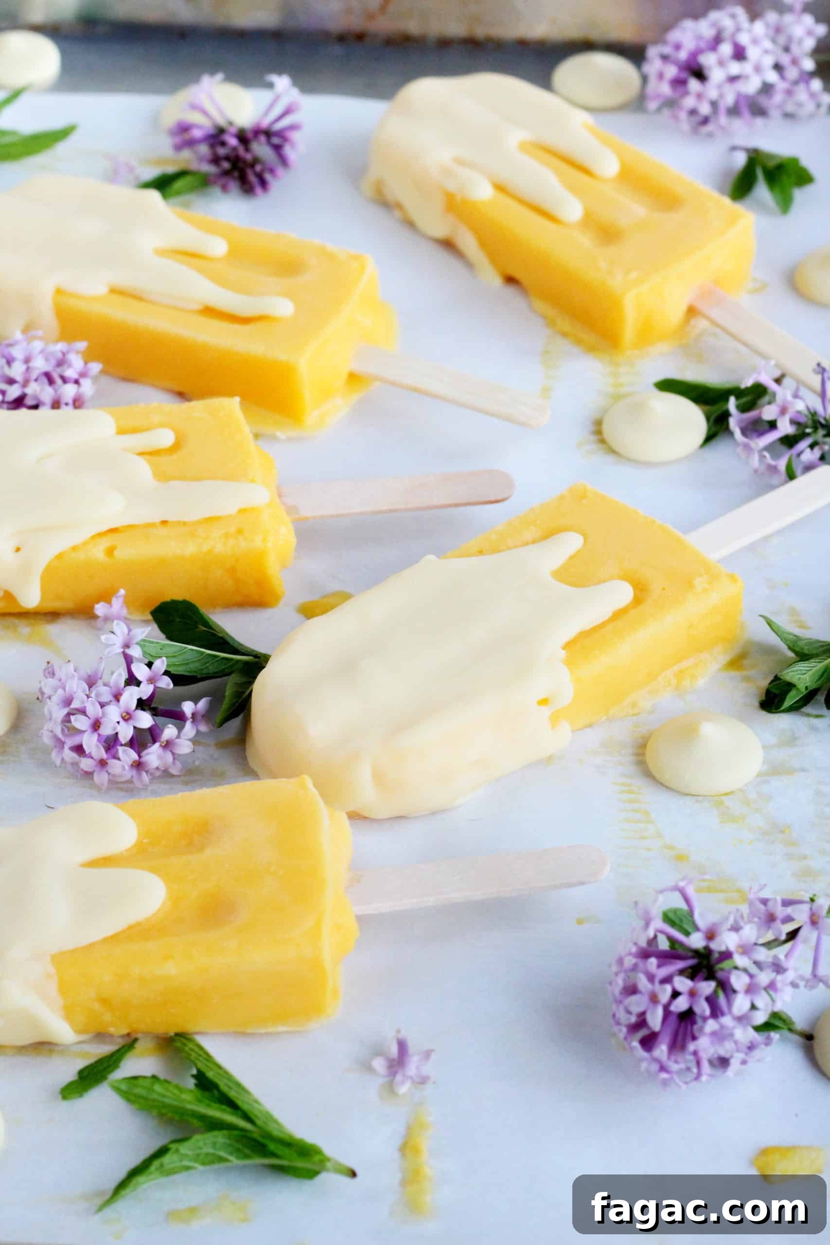 White Chocolate Dipped Mango Popsicles 4 popsicles in mango flavour