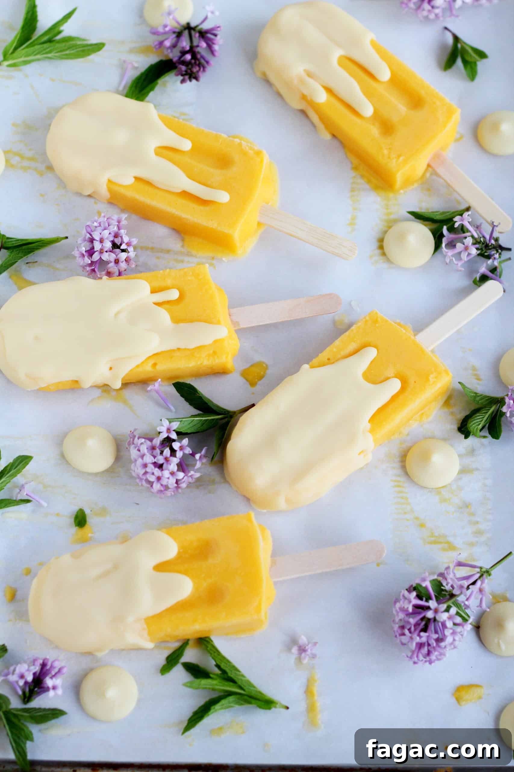 White Chocolate Dipped Mango Popsicles 7 popsicles with white chocolate