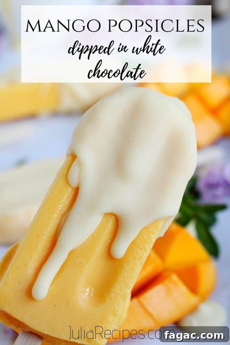 White Chocolate Dipped Mango Popsicles 9 popsicles pinterest image