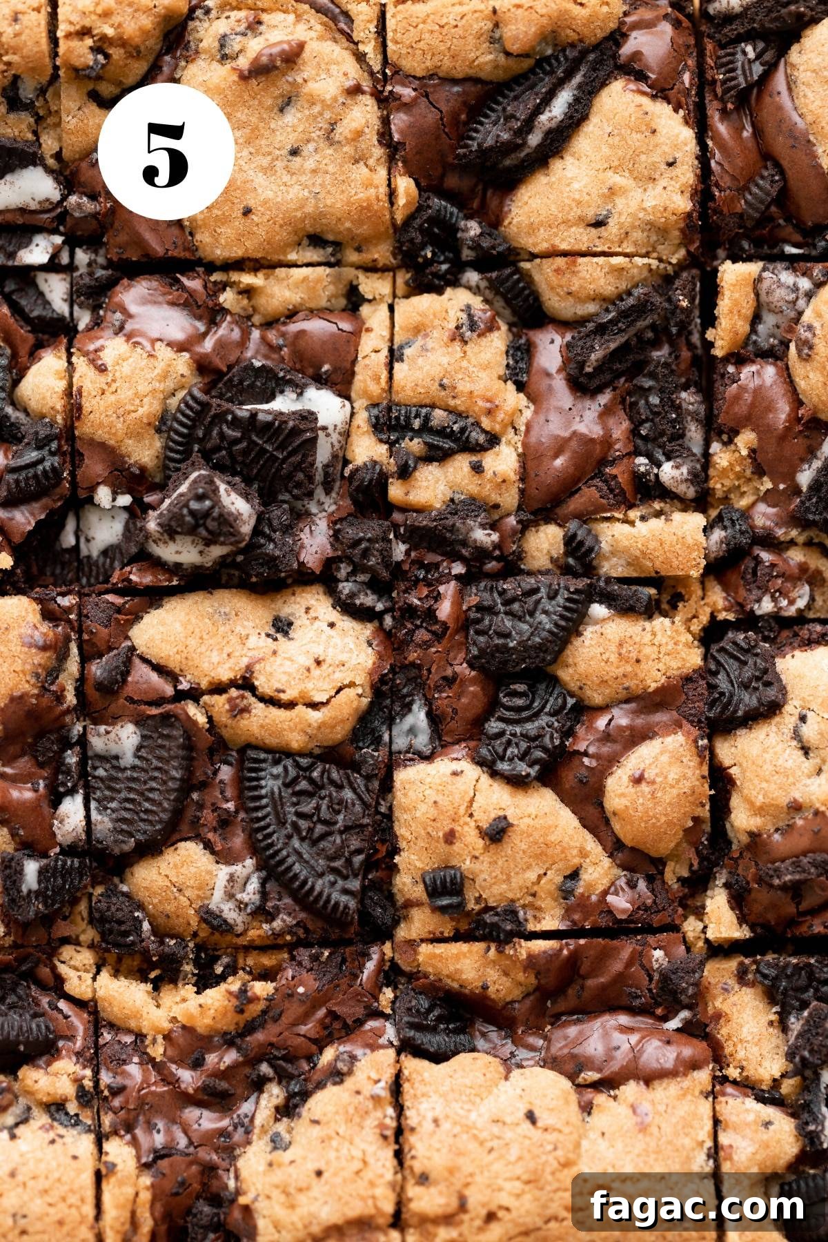 Oreo Brookies Recipe: Fudgy Brownies with Oreo Cookies 5 oreo brookies after baking.