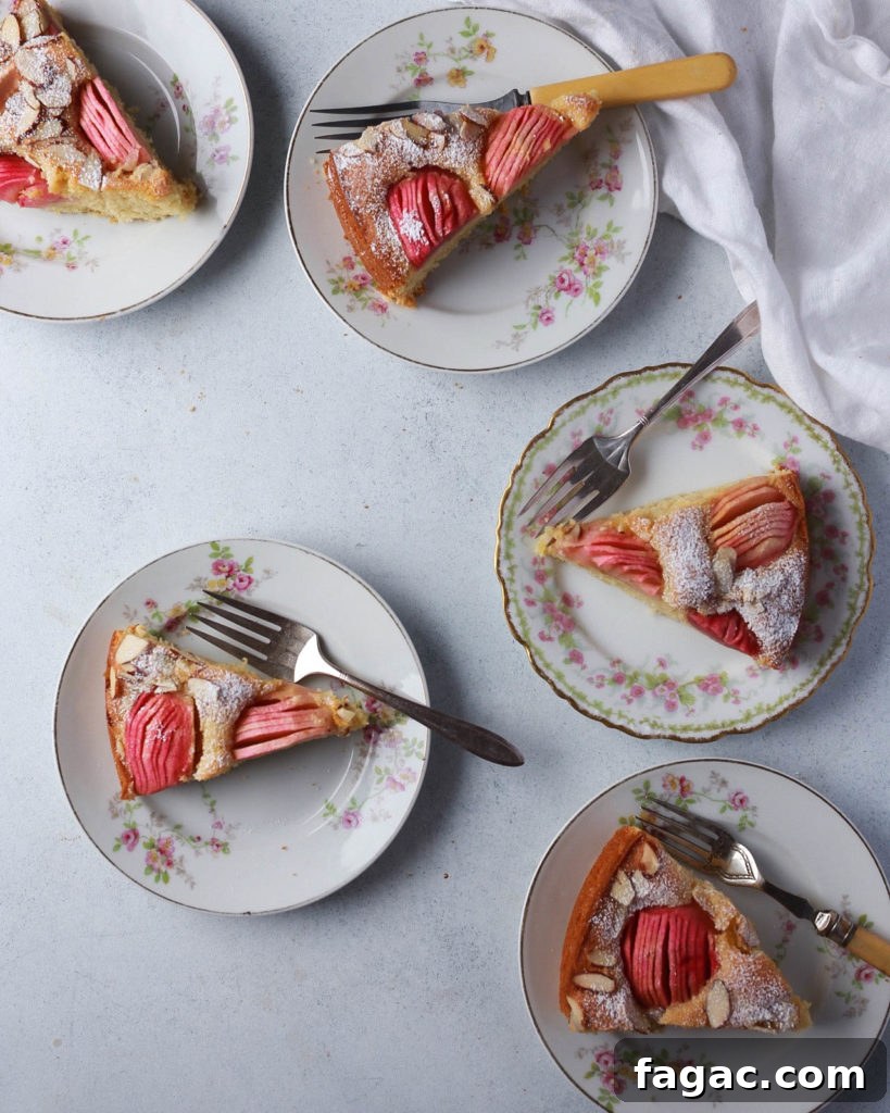 Maple Almond Sunken Apple Cake Recipe 5 maple-almond sunken apple cake slices