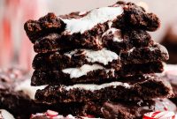 Gooey Peppermint Hot Chocolate Cookies with Marshmallows