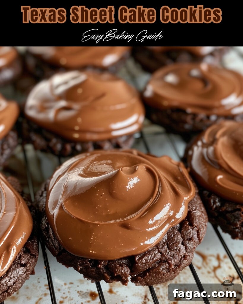 Texas Sheet Cake Cookies Recipe & Baking Tips 4 Texas Sheet Cake Cookies • Moist, chocolatey, and fudgy — perfect for any occasion