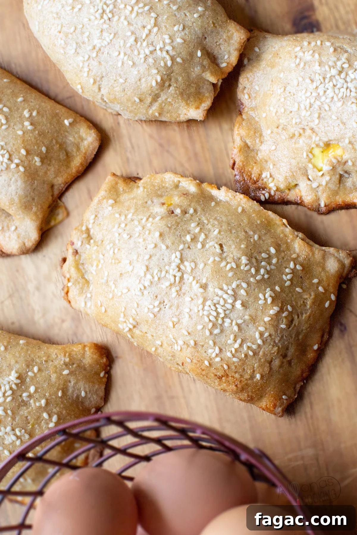 Homemade Breakfast Hot Pockets Made with Fresh-Milled Flour 3 breakfast hot pockets with freshly milled whole wheat flour