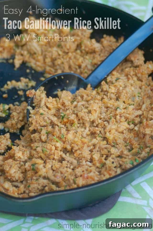 Weight Watchers Family Meals and Kid-Friendly Recipes 3 Weight Watchers Easy 4-Ingredient Taco Cauliflower Rice Skillet