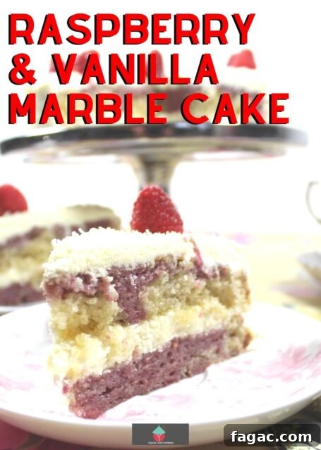 Raspberry Vanilla Marble Cake Recipe with Swirled Layers 2 Raspberry and Vanilla Marble Cake. A soft and moist marble cake bursting with delicious raspberry and vanilla flavors and a whipped cream vanilla frosting.