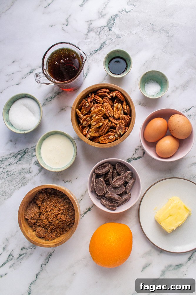 Citrus-Infused Chocolate Pecan Pie 3 chocolate citrus pecan pie ingredients