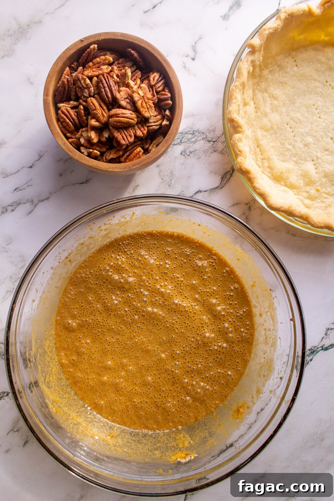 Citrus-Infused Chocolate Pecan Pie 4 Pecan pie steps