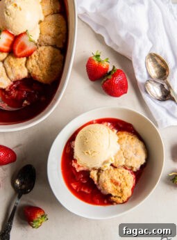 Summer Mixed Berry Galette with Flaky Crust 9 bowl of strawberry cobbler topped with a scoop of vanilla ice cream in a bowl